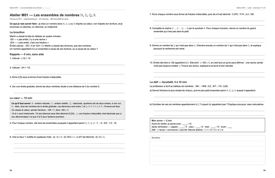 Pages 18 et 19 du livre : le premier atelier.
