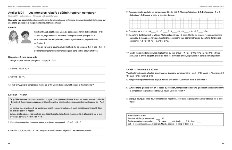 Pages 18 et 19 du livre : le premier atelier.