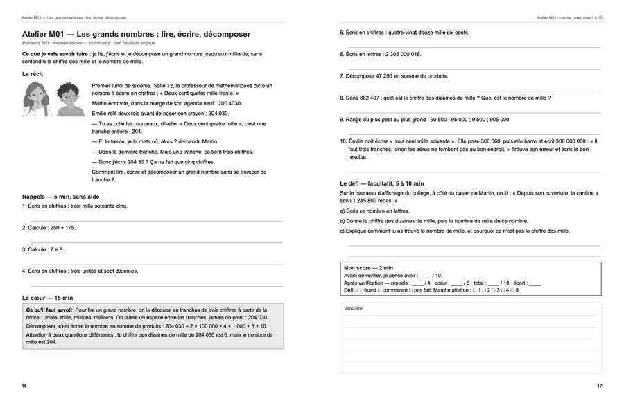 Pages 16 et 17 du livre : le premier atelier.