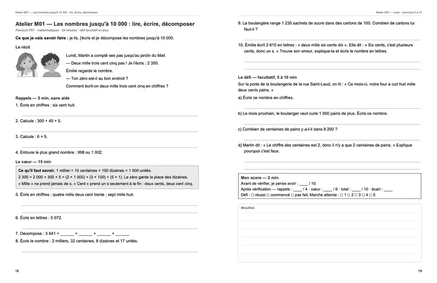 Pages 18 et 19 du livre : le premier atelier.
