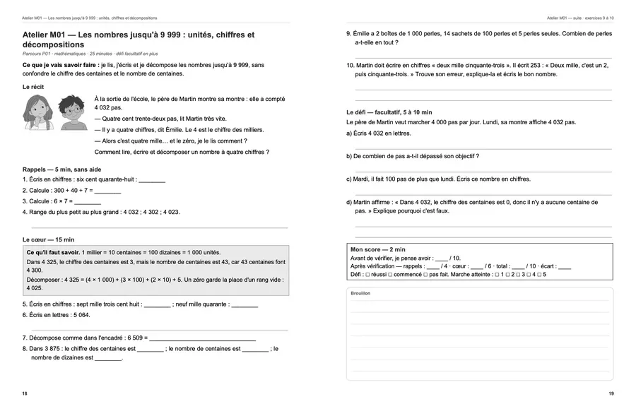 Pages 18 et 19 du livre : le premier atelier.